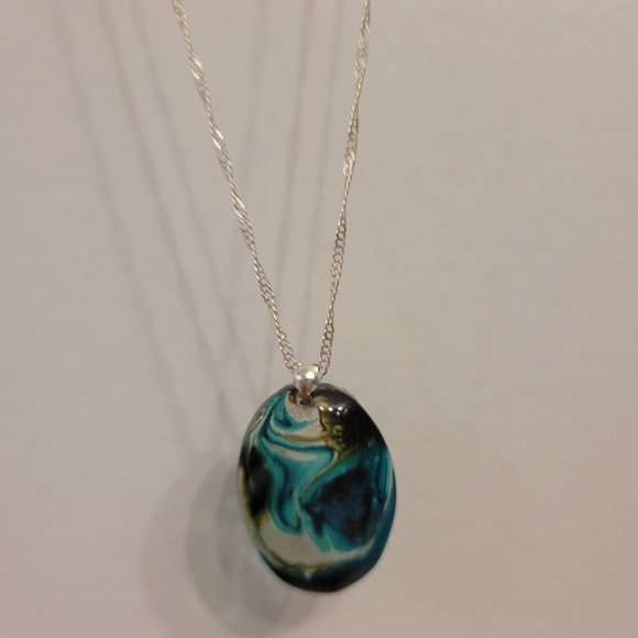 Handmade Necklace with silver plated twist chain - Picture 8 of 12